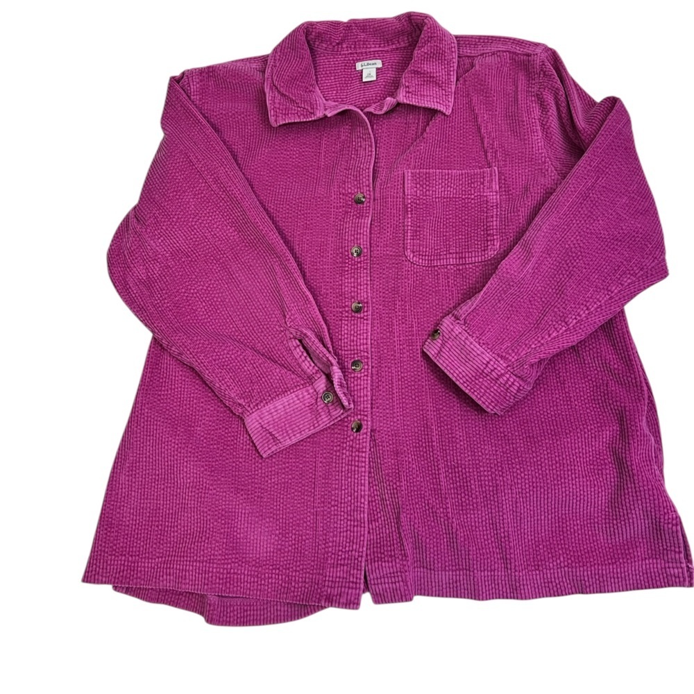 LL Bean 2X Wide Wale Corduroy Shacket Jacket Long Sleeve Collared Comfort Shirt